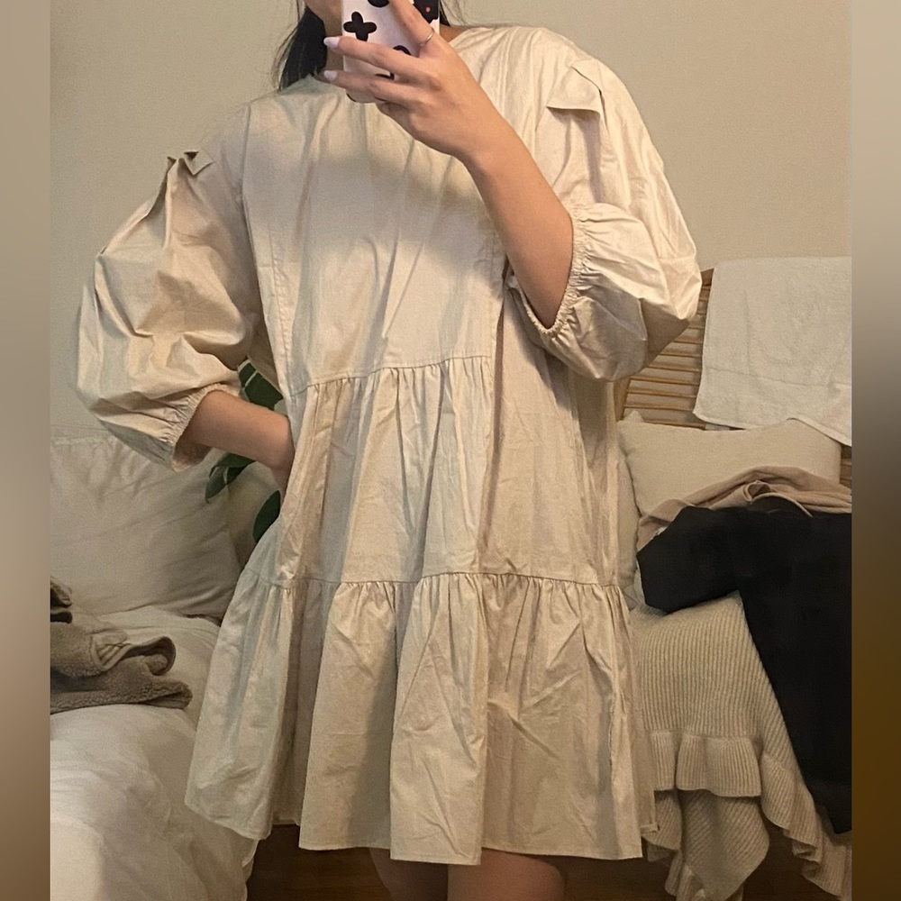 Oak + Fort Puff Sleeve Mini Dress